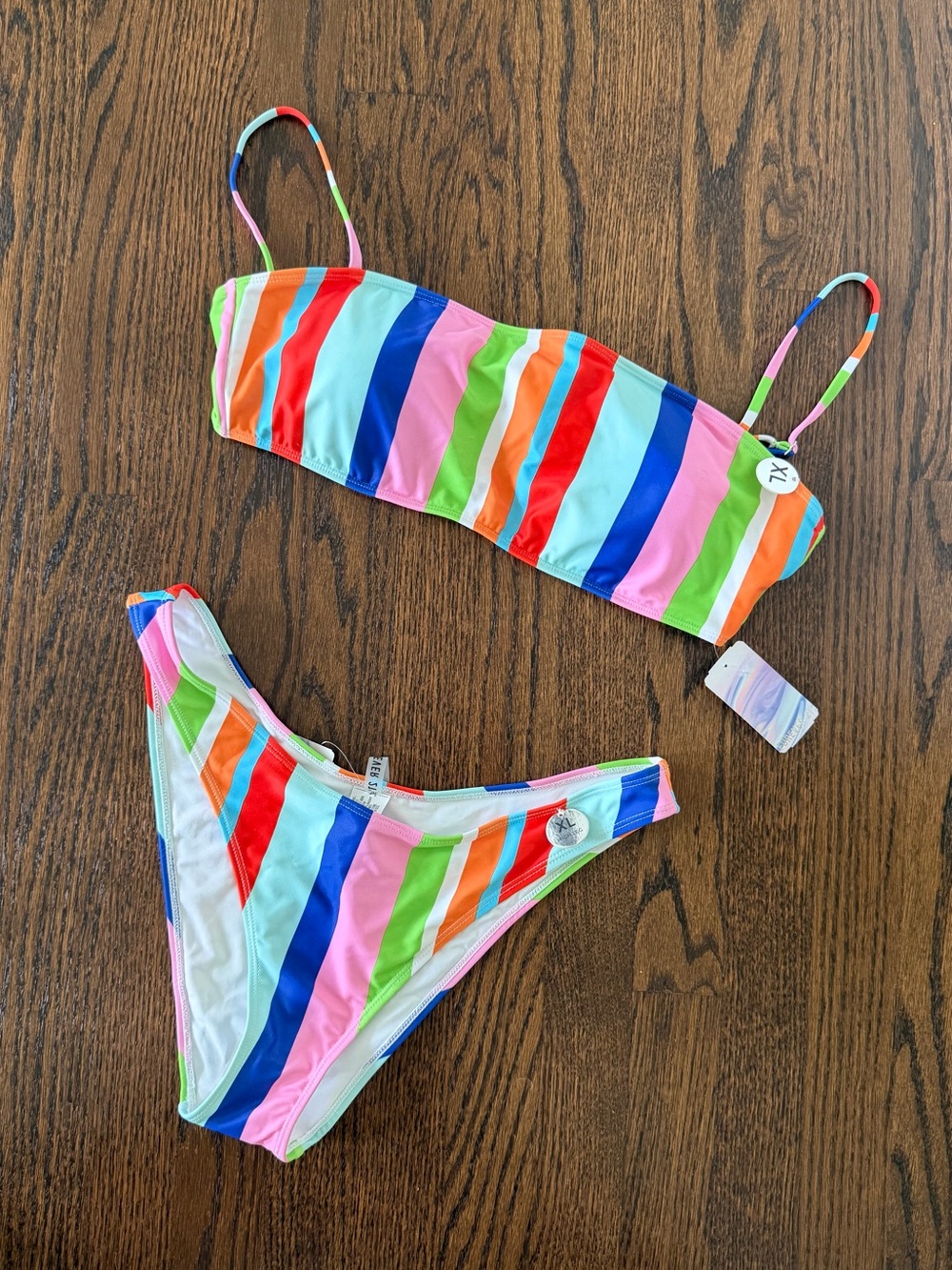NWT Forever 21 Multicolor Striped Bikini — Red, Blue, Pink, Green, Orange
